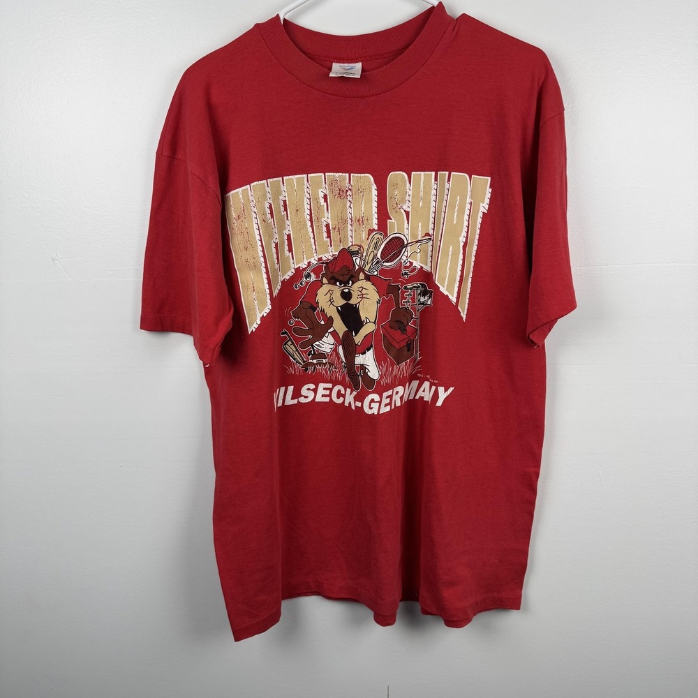 Vintage Jostens Taz Shirt Mens XL Vilseck Germany Warner Bros 90s Red T-Shirt